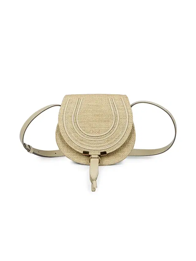 Women's  Marcie Raffia & Leather Saddle Bag - Smoky Beige