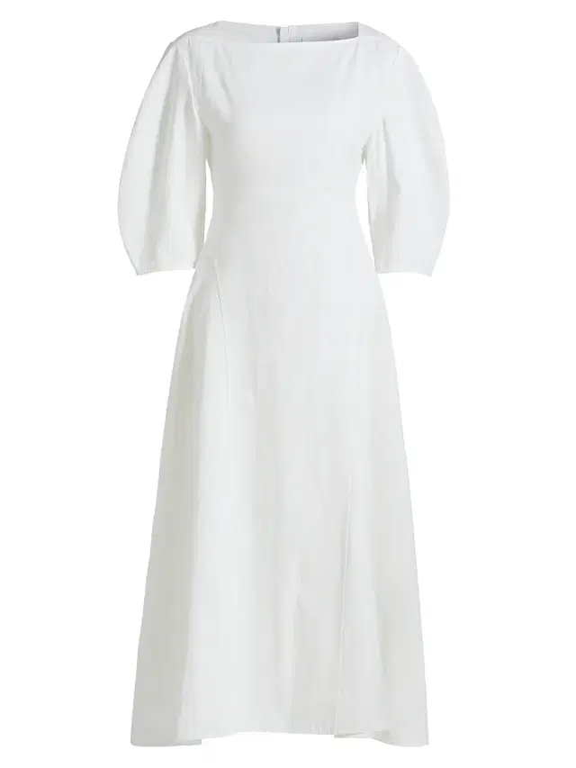 Women's Squareneck Linen Midi-Dress - Optic White