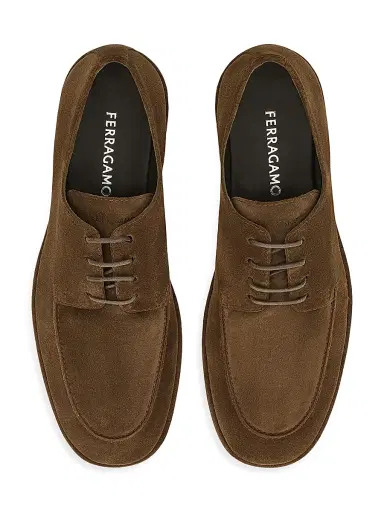 Ferragamo Men's Suede Lace-Up Derby Shoes | Thumbnail 3 Ferragamo Men's Suede Lace-Up Derby Shoes | Thumbnail 3