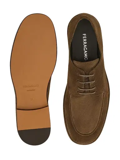 Ferragamo Men's Suede Lace-Up Derby Shoes | Thumbnail 5 Ferragamo Men's Suede Lace-Up Derby Shoes | Thumbnail 5