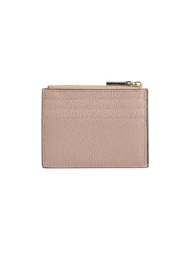Valentino Garavani Women's Rockstud Grainy Calfskin Cardholder with Zipper - Poudre | Thumbnail 2