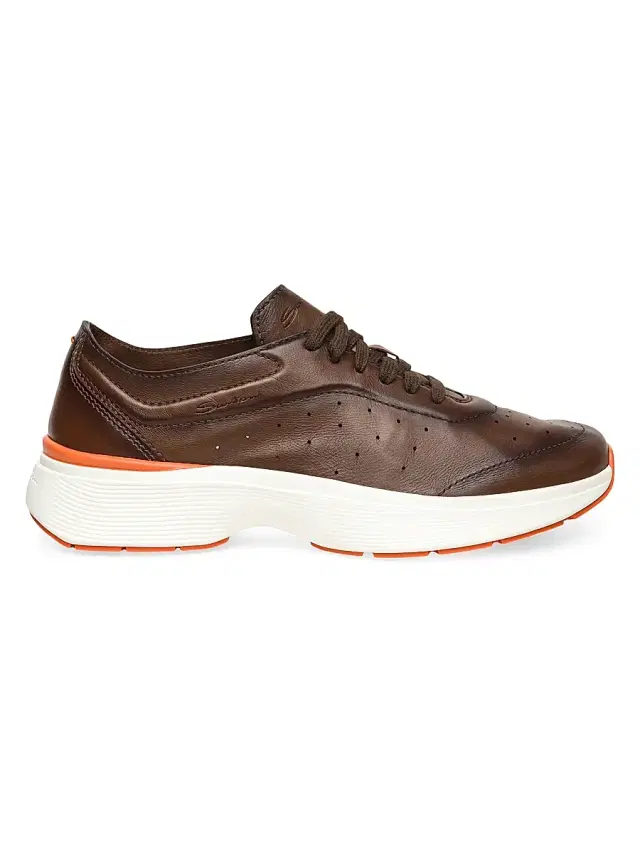 Men's Bounce Leather Low-Top Sneakers - Brown