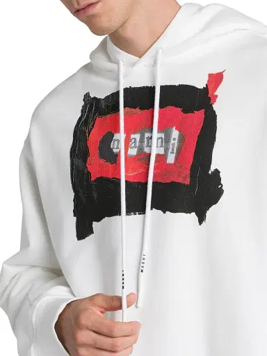 Marni Men's Collage Logo Hoodie - Lily White - Size 46 | Thumbnail 6