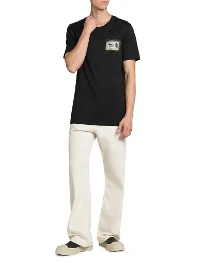 Marni Men's Collage Logo Cotton Crewneck T-Shirt - Black - Size 46 | Thumbnail 2 Marni Men's Collage Logo Cotton Crewneck T-Shirt - Black - Size 46 | Thumbnail 2