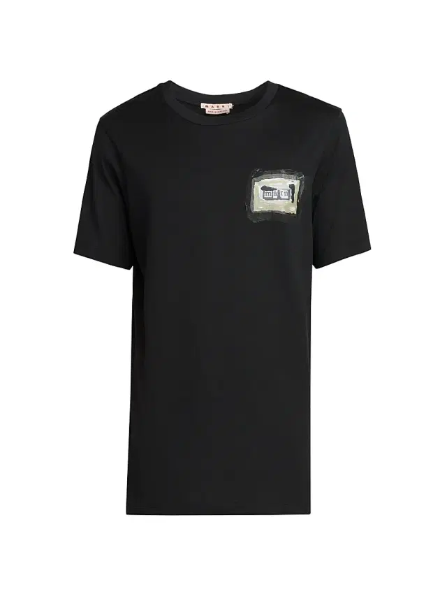 Men's Collage Logo Cotton Crewneck T-Shirt - Black