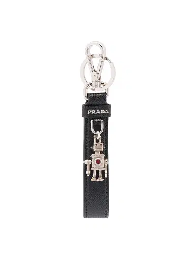 Prada Women's Saffiano Leather Keychain - Black | Thumbnail 1