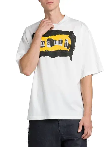 Marni Men's Collage Logo Cotton Oversized T-Shirt - Lily White - Size 44 | Thumbnail 3