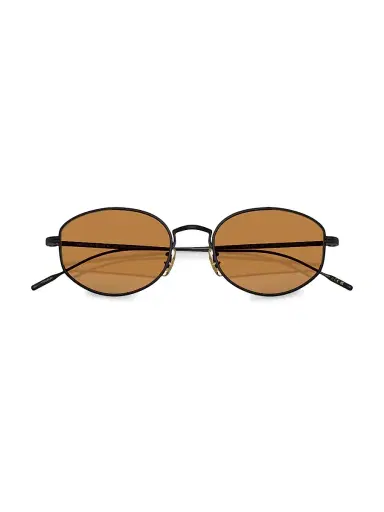 Oliver Peoples Men's Dresner 51MM Oval Sunglasses - Matte Black | Thumbnail 5