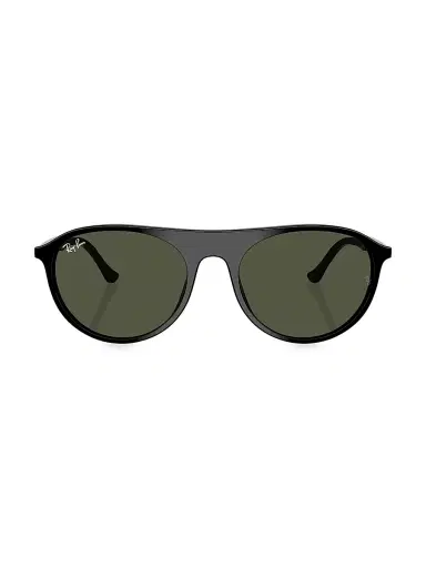 Ray-Ban Men's RB2215F 56MM Square Sunglasses - Black Green | Thumbnail 2