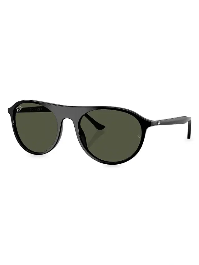 Ray-Ban Men's RB2215F 56MM Square Sunglasses - Black Green