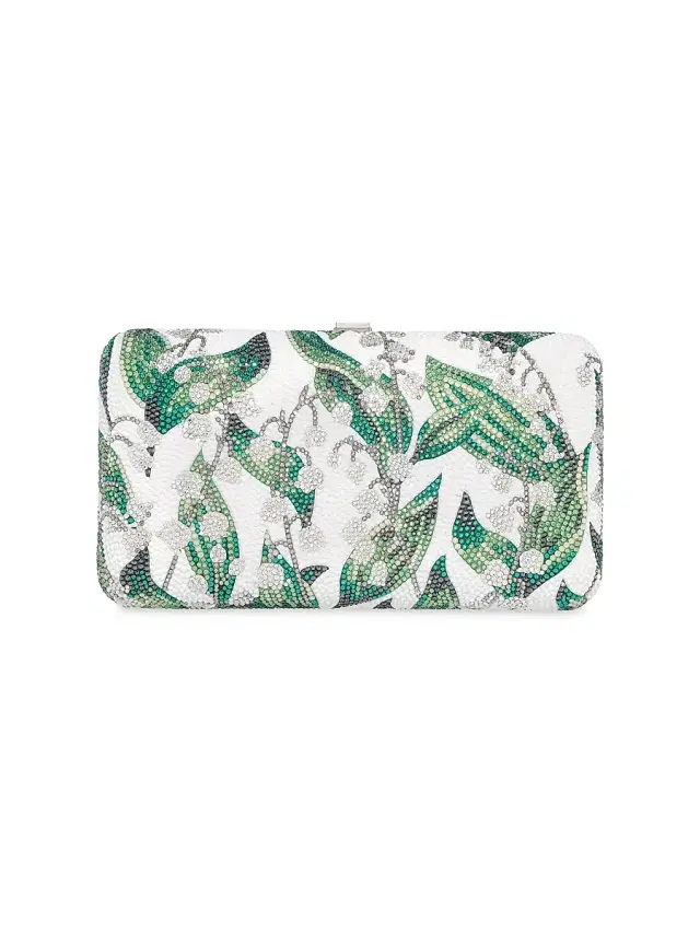 Women's Embellished Rectangle Box Clutch - White Multi
