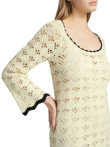 Zimmermann Women's Rhiannon Crochet Minidress - Cream Black | Thumbnail 6 Zimmermann Women's Rhiannon Crochet Minidress - Cream Black | Thumbnail 6
