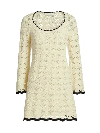 Zimmermann Women's Rhiannon Crochet Minidress - Cream Black | Thumbnail 1 Zimmermann Women's Rhiannon Crochet Minidress - Cream Black | Thumbnail 1