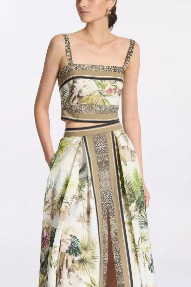 Elie Saab Printed Cotton Crop Top | Thumbnail 3