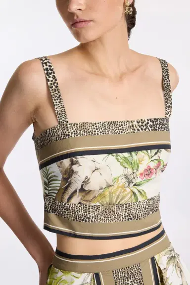 Elie Saab Printed Cotton Crop Top | Thumbnail 4
