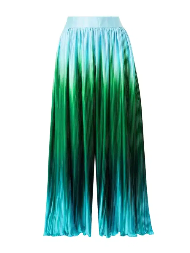 Ombré Plissé-taffeta Wide-leg Pants