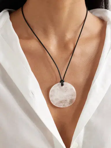 Sophie Buhai Medium Full Moon Cord, Quartz And Silver Necklace | Thumbnail 2