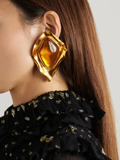 Saint Laurent Gold-tone Resin Clip Earrings | Thumbnail 2 Saint Laurent Gold-tone Resin Clip Earrings | Thumbnail 2