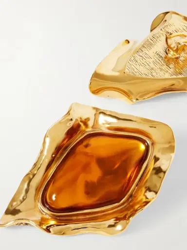 Saint Laurent Gold-tone Resin Clip Earrings | Thumbnail 3 Saint Laurent Gold-tone Resin Clip Earrings | Thumbnail 3