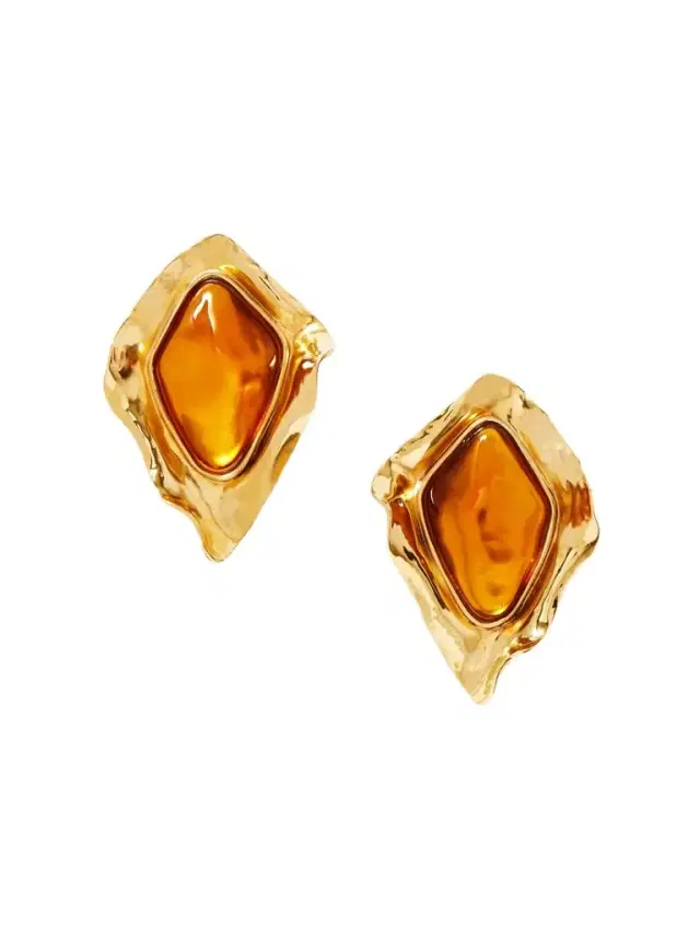 Gold-tone Resin Clip Earrings