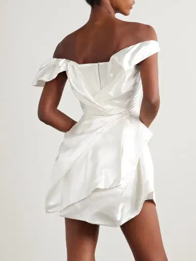 Vivienne Westwood Aurora Off-the-shoulder Draped Silk-satin Mini Dress | Thumbnail 3