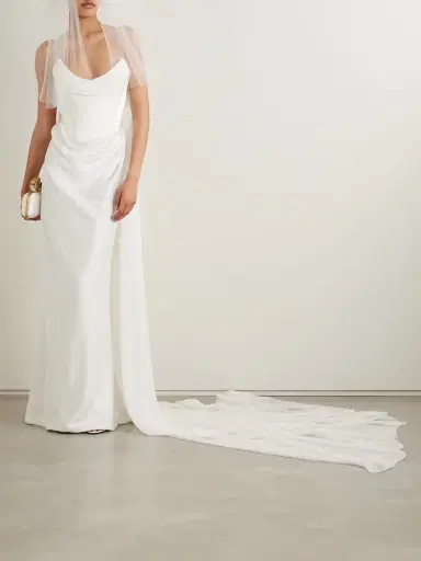 Vivienne Westwood Galaxy Cape-effect Strapless Organic Silk Chiffon-trimmed Satin Gown | Thumbnail 2