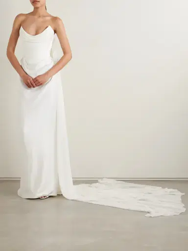 Vivienne Westwood Galaxy Cape-effect Strapless Organic Silk Chiffon-trimmed Satin Gown | Thumbnail 3