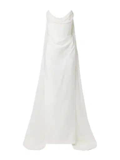 Vivienne Westwood Galaxy Cape-effect Strapless Organic Silk Chiffon-trimmed Satin Gown | Thumbnail 1