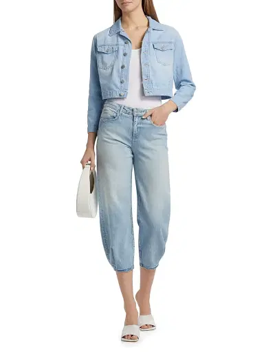 L'AGENCE Women's Koda Denim Crop Jacket - Dakota | Thumbnail 2