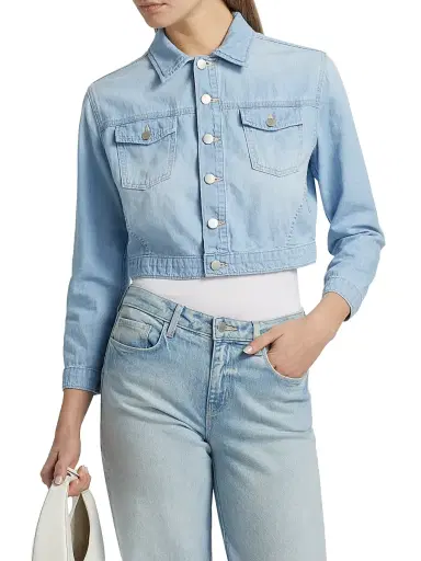 L'AGENCE Women's Koda Denim Crop Jacket - Dakota | Thumbnail 3