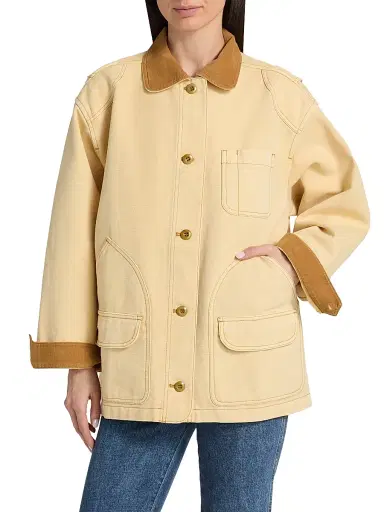 DÔEN Women's Pascale Contrast Collar Jacket - Straw - Size XS | Thumbnail 3 DÔEN Women's Pascale Contrast Collar Jacket - Straw - Size XS | Thumbnail 3