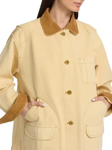 DÔEN Women's Pascale Contrast Collar Jacket - Straw - Size XS | Thumbnail 6 DÔEN Women's Pascale Contrast Collar Jacket - Straw - Size XS | Thumbnail 6