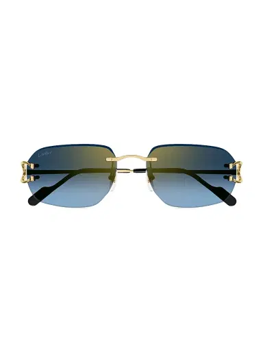 Cartier Women's C Decor 58MM 24K-Gold-Plated Metal Rimless Pilot Sunglasses - Gold Blue Gradient | Thumbnail 2