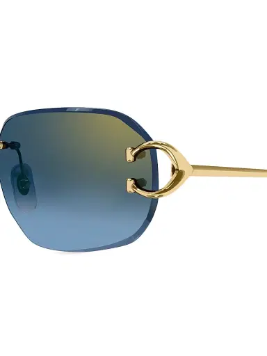 Cartier Women's C Decor 58MM 24K-Gold-Plated Metal Rimless Pilot Sunglasses - Gold Blue Gradient | Thumbnail 3