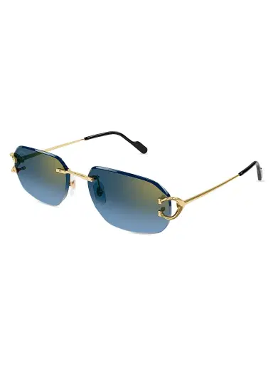 Cartier Women's C Decor 58MM 24K-Gold-Plated Metal Rimless Pilot Sunglasses - Gold Blue Gradient | Thumbnail 1