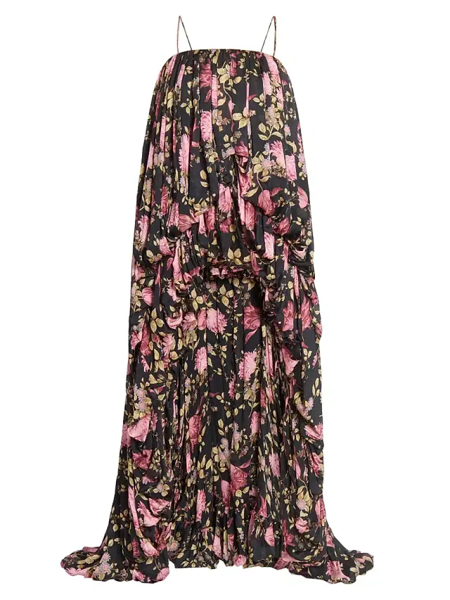 Chloé Women's Floral Bubble High-Low Romper - Black