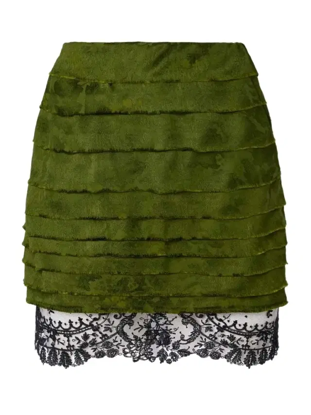 Layered Cotton And Silk-blend Lace-trimmed Jacquard Mini Skirt