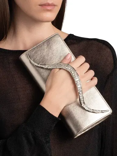 ALEXIS BITTAR Women's Crystal Curve Metallic Leather Clutch | Thumbnail 2