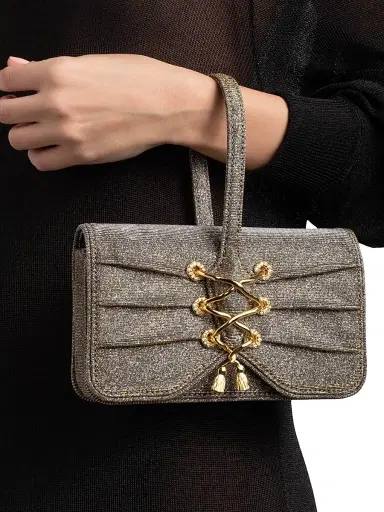 ALEXIS BITTAR Women's Lace-Up Wristlet - Disco Gold | Thumbnail 2 ALEXIS BITTAR Women's Lace-Up Wristlet - Disco Gold | Thumbnail 2