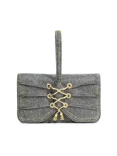 ALEXIS BITTAR Women's Lace-Up Wristlet - Disco Gold | Thumbnail 1 ALEXIS BITTAR Women's Lace-Up Wristlet - Disco Gold | Thumbnail 1