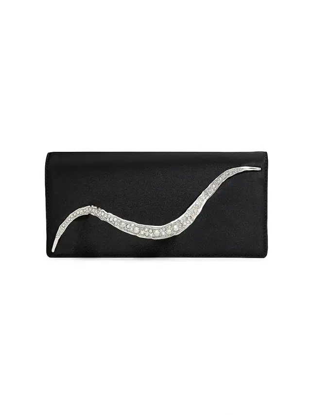 ALEXIS BITTAR Women's Crystal Curve Satin Clutch - Black