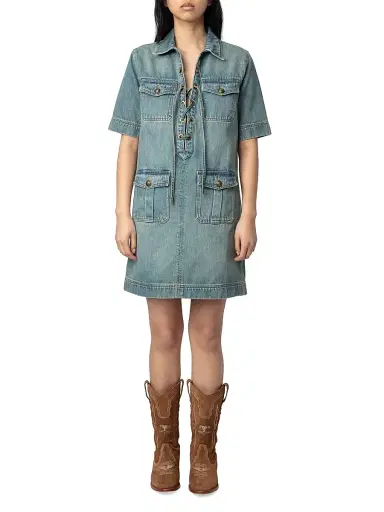 Zadig & Voltaire Women's Record Denim Minidress - Light Blue - Size Small | Thumbnail 2 Zadig & Voltaire Women's Record Denim Minidress - Light Blue - Size Small | Thumbnail 2