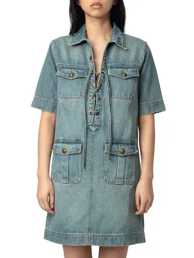 Zadig & Voltaire Women's Record Denim Minidress - Light Blue - Size Small | Thumbnail 3 Zadig & Voltaire Women's Record Denim Minidress - Light Blue - Size Small | Thumbnail 3