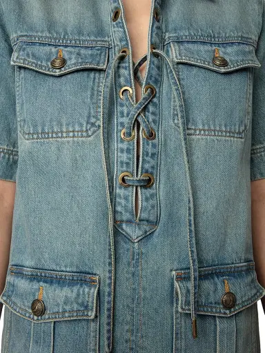 Zadig & Voltaire Women's Record Denim Minidress - Light Blue - Size Small | Thumbnail 6 Zadig & Voltaire Women's Record Denim Minidress - Light Blue - Size Small | Thumbnail 6