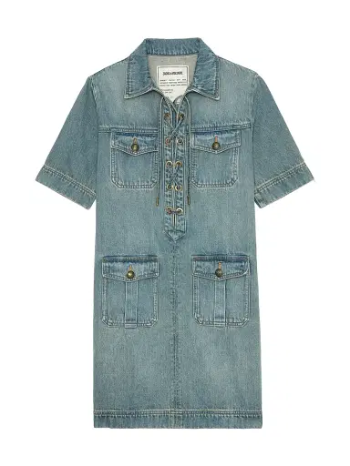 Zadig & Voltaire Women's Record Denim Minidress - Light Blue - Size Small | Thumbnail 1 Zadig & Voltaire Women's Record Denim Minidress - Light Blue - Size Small | Thumbnail 1