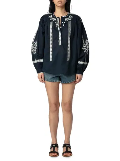 Zadig & Voltaire Women's Tigy Cotton Blouse - Encre - Size Small | Thumbnail 2