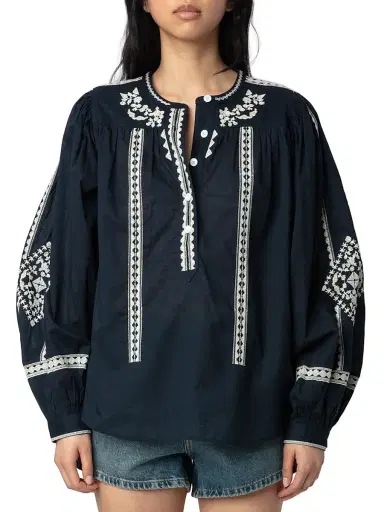 Zadig & Voltaire Women's Tigy Cotton Blouse - Encre - Size Small | Thumbnail 3