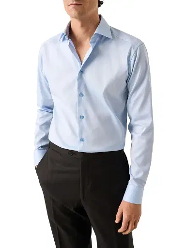 Eton Men's Geometric Contemporary-Fit Solid Shirt - Blue - Size 18 | Thumbnail 3 Eton Men's Geometric Contemporary-Fit Solid Shirt - Blue - Size 18 | Thumbnail 3