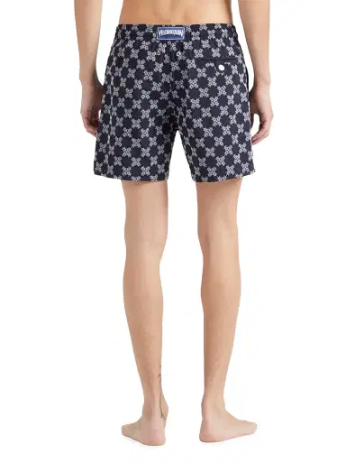 Vilebrequin Men's Embroidered Turtles Monogram Swim Trunks - Bleu Marine | Thumbnail 4 Vilebrequin Men's Embroidered Turtles Monogram Swim Trunks - Bleu Marine | Thumbnail 4