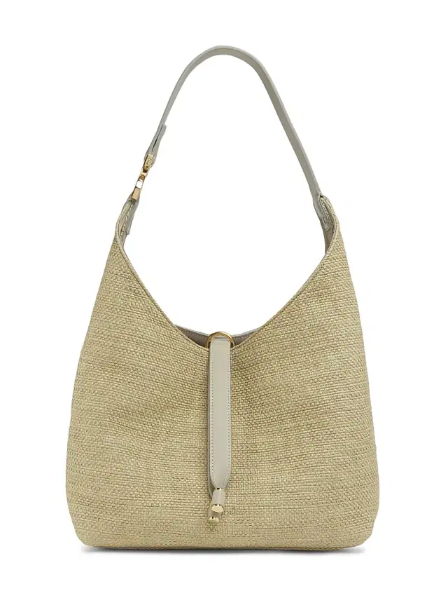 Women's  Marcie Logo Raffia Shoulder Bag - Smoky Beige